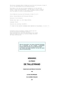 Mémoires du prince de Talleyrand, Volume IV (of V) par Talleyrand