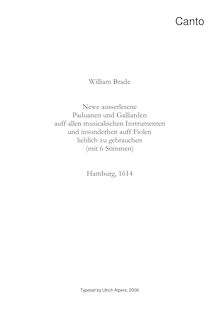 Partition Canto, Newe ausserlesene Paduanen und Galliarden, Brade, William