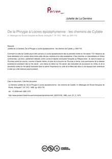 De la Phrygie à Locres épizéphyrienne : les chemins de Cybèle - article ; n°2 ; vol.97, pg 693-718