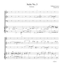 Partition complète,  No.3 pour 3 violes de gambe et orgue, Lawes, William