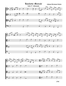 Partition  17, Allemande - partition complète (Tr T T B), Banchetto Musicale