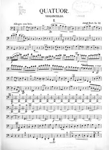 Partition violoncelle, corde quatuor, A minor, Bloch, József