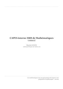 Corrige CAPESINT Mathematiques 2009 CAPES MATHS