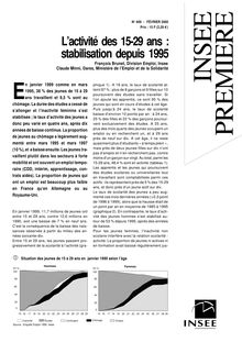 L activité des 15-29 ans : stabilisation depuis 1995   