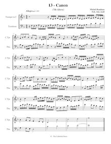 Partition Seventh above, 15 Two-, partie Canons pour Brass, Rondeau, Michel
