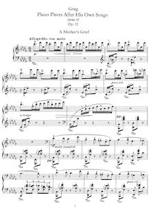 Partition complète of all pièces, Piano Transcriptions of chansons Op.52