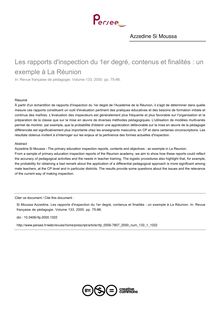 Les rapports d inspection du 1er degré, contenus et finalités : un exemple à La Réunion - article ; n°1 ; vol.133, pg 75-86