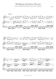 Partition complète, violon Sonata, Violin Sonata No.3, B♭ major par Wolfgang Amadeus Mozart