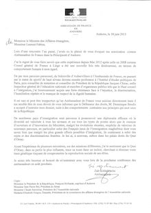 Discrimination au Quai d Orsay : la lettre envoyée à Laurent Fabius