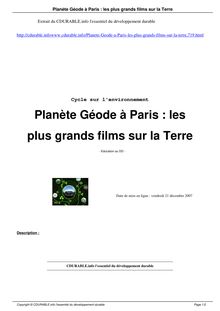 Planète Géode à Paris : les plus grands films sur la Terre