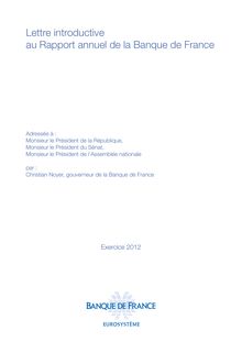 Lettre introductive au Rapport annuel de la Banque de France