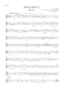 Partition violons I, Messe bréve, G minor, Delibes, Léo