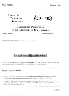Btsassu 2004 assurance de personnes