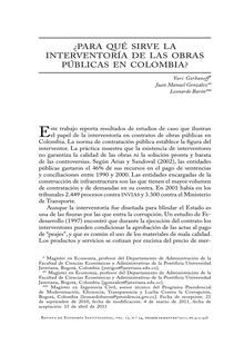 ¿Para qué sirve la interventoría de las obras públicas en colombia?