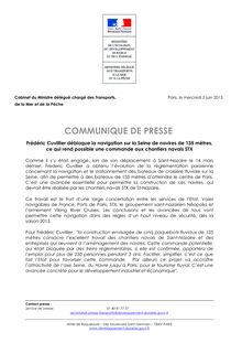 Communiqué de presse de Frédéric Cuvillier