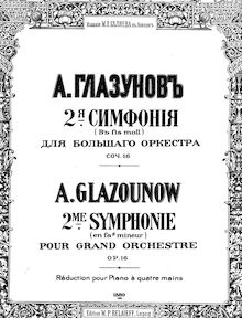 Partition complète, Symphony No.2, Op.16, Glazunov, Aleksandr