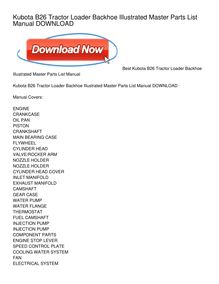 Kubota B26 Tractor Loader Backhoe Illustrated Master Parts List Manual DOWNLOAD
