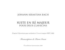 Partition , Ouverture, Orchestral  No.3, Overture, D major, Bach, Johann Sebastian