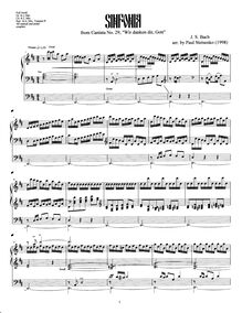 Partition orgue score, Wir danken dir, Gott, wir danken dir, We thank thee, God, we thank thee par Johann Sebastian Bach