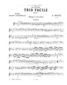Partition violon, Piano Trio No.2, Op.10, Trio facile, E flat major