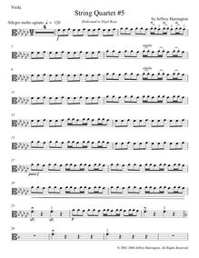 Partition viole de gambe, corde quatuor No.5, Harrington, Jeffrey Michael