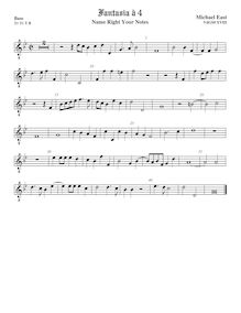 Partition viole de basse, octave aigu clef, madrigaux, East, Michael