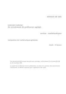 Composition de mathématiques générales 2005 Agrégation de mathématiques Agrégation (Externe)