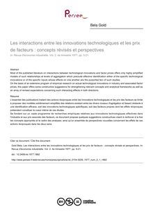Les interactions entre les innovations technologiques et les prix de facteurs : concepts révisés et perspectives - article ; n°1 ; vol.2, pg 5-21