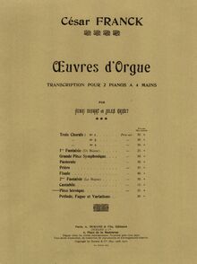 Partition couverture couleur, 3 Pièces pour Grand Orgue, Franck, César