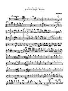 Partition flûte 1, 2, L italiana en Algeri, Dramma giocoso in due atti