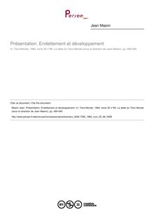Présentation. Endettement et développement - article ; n°99 ; vol.25, pg 485-490
