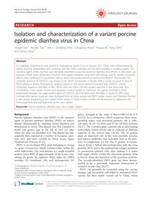 Isolation and characterization of a variant porcine epidemic diarrhea virus in China