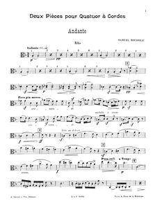 Partition viole de gambe, 2 Pièces pour quatuor à cordes, F major; D minor