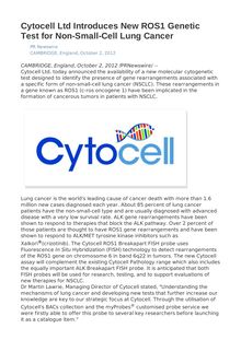 Cytocell Ltd Introduces New ROS1 Genetic Test for Non-Small-Cell Lung Cancer