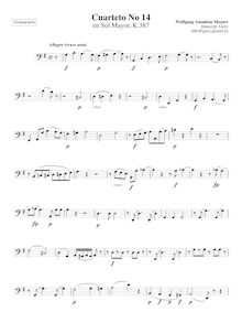 Partition violoncelle, corde quatuor No.14, Spring Quartet, G major