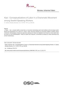 Kazi : Conceptualizations of Labor in a Charismatic Movement among Swahili-Speaking Workers. - article ; n°50 ; vol.13, pg 293-325