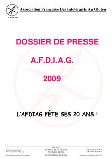 télécharger le dossier de presse 2009 - DOSSIER DE PRESSE AFDIAG 2009