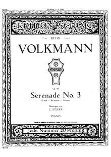 Partition complète, Serenade No.3, Op.69, Volkmann, Robert par Robert Volkmann