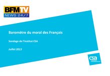 Baromètre du moral des Français - Sondage de l’institut CSA pour BFMTV