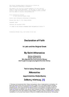 Declaration of Faith - In Latin and the Original Greek