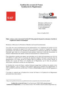 Amicus Curiae du SAF et du SM contre l article 87D de la loi Macron