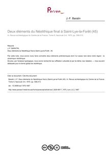 Deux éléments du Néolithique final à Saint-Lye-la-Forêt (45) - article ; n°3 ; vol.9, pg 308-313