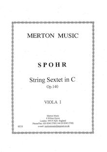 Partition viole de gambe 1, corde Sextet, Op.140, C major, Spohr, Louis