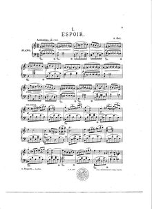 Partition , Espoir, Impressions poetiques, Douze mélodies pour le Piano seul par A. Keil