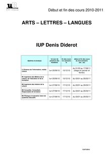 ARTS – LETTRES – LANGUES IUP Denis Diderot