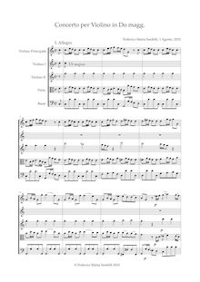 Partition complète, Concerto pour violon, cordes et Bc en C major