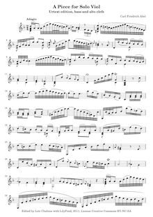 Partition Adagio en D minor, WKO 209 (clef de sol original), 27 pièces pour viole de basse