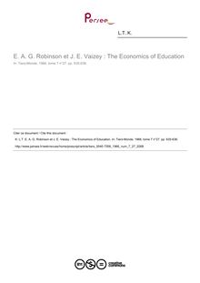 E. A. G. Robinson et J. E. Vaizey : The Economics of Education  ; n°27 ; vol.7, pg 635-636