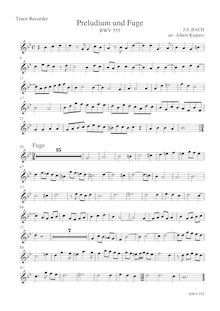 Partition ténor enregistrement , Prelude et Fugue en E minor, E minor par Johann Ludwig Krebs