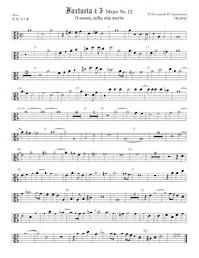 Partition ténor viole de gambe 1, alto clef, Fantasia pour 5 violes de gambe, RC 44